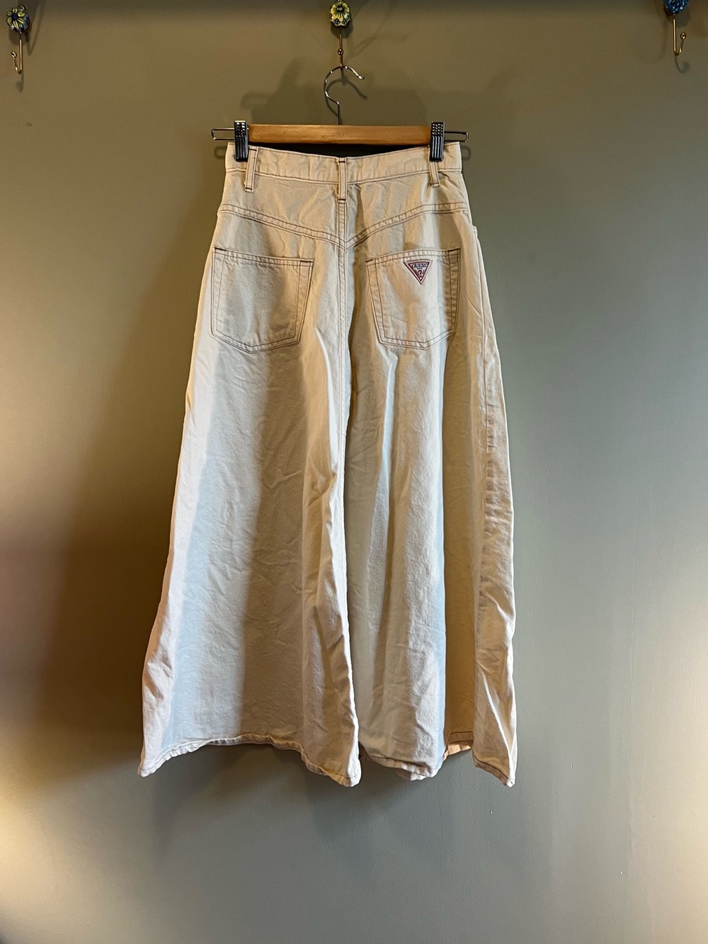 Vintage 90’s GUESS Cream Denim Button Front Midi Skirt | NWOT | Minimalist Y2K